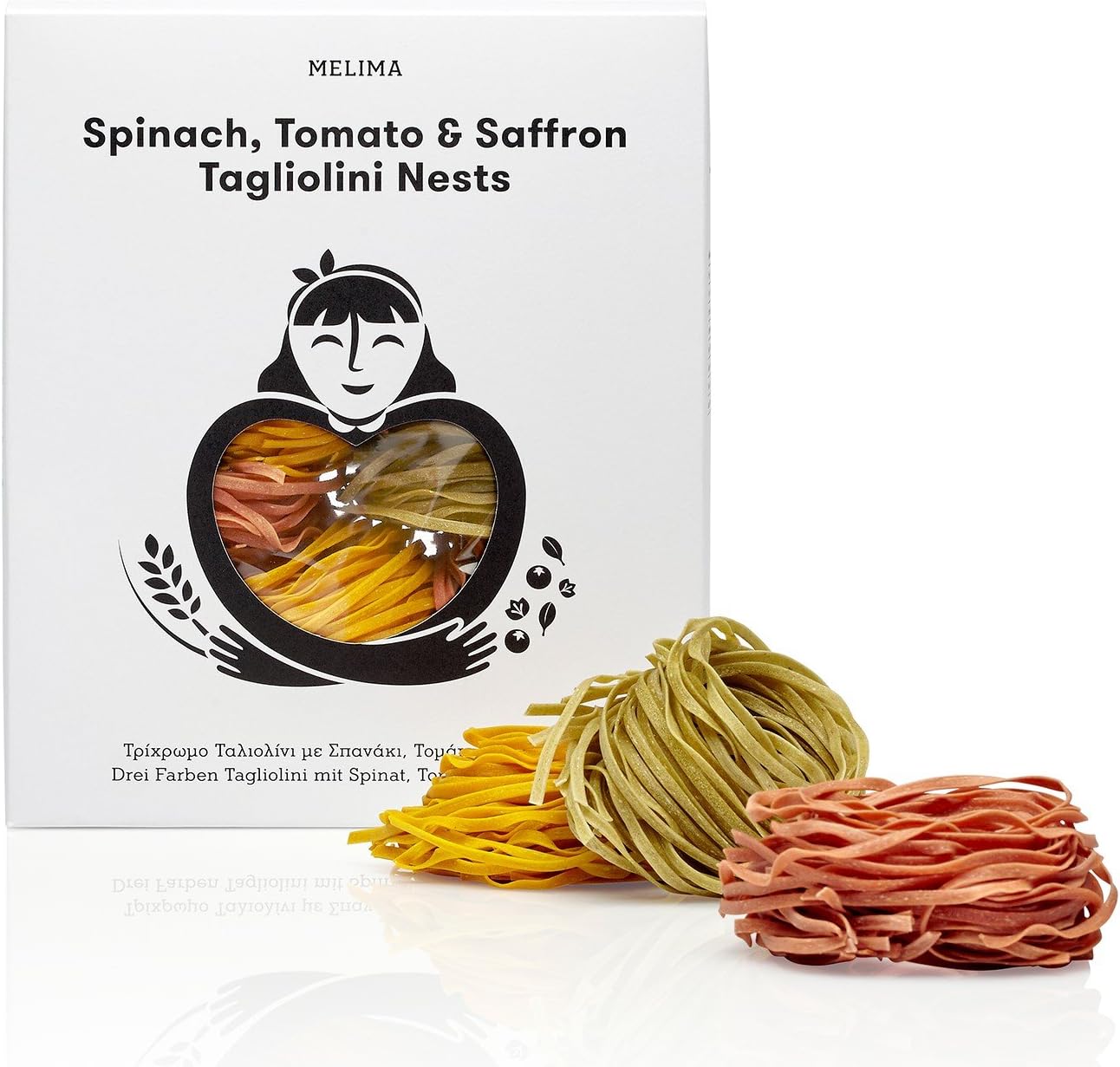 melima drei farben tagliolini mit safran, spinat